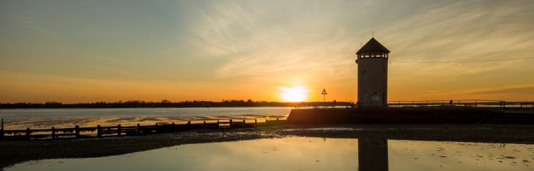 Sunset at the River Colne and Brightlingsea Beach in Essex